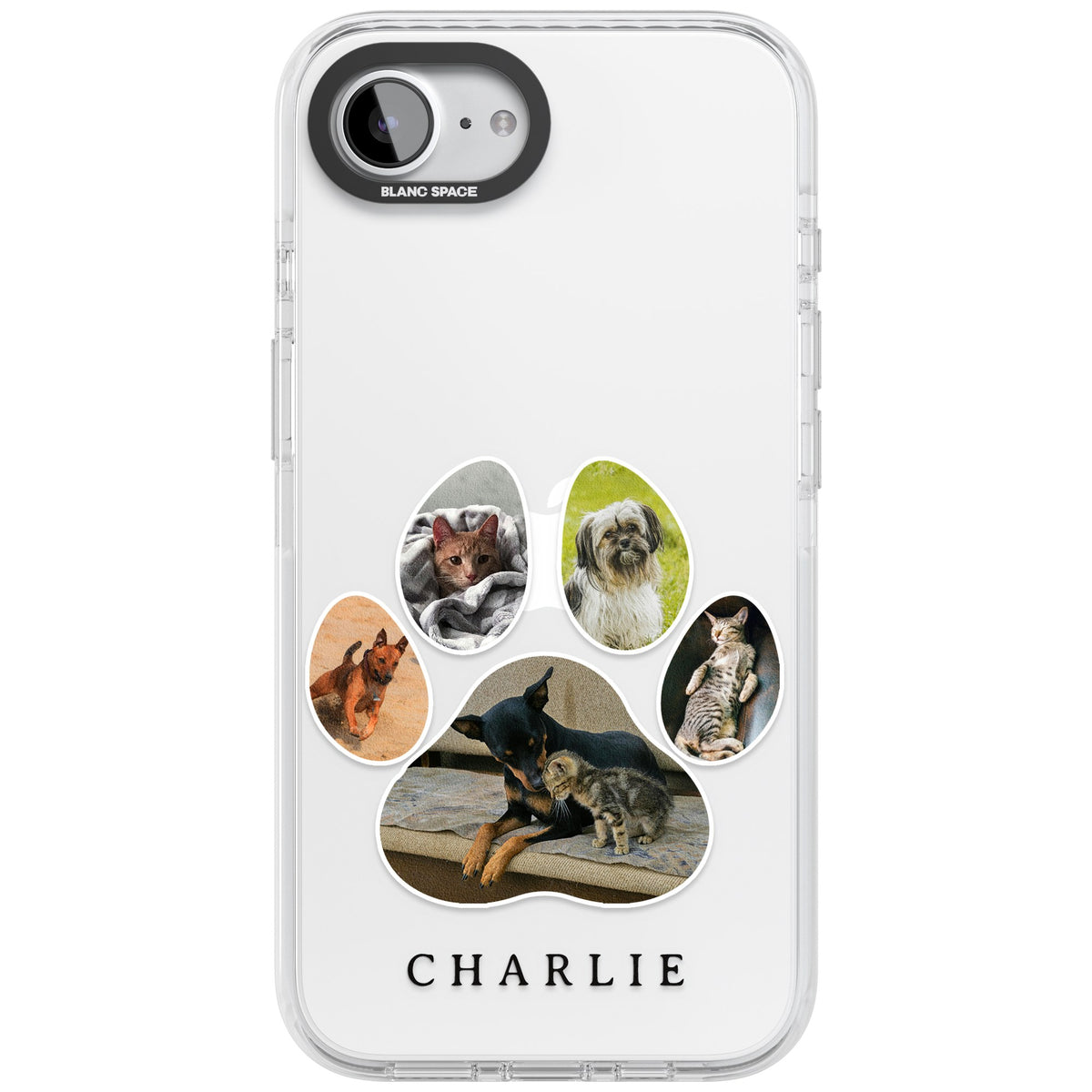 Personalised Paw Print Photos iPhone 16e / iPhone 17e Impact Clear Phone Case front