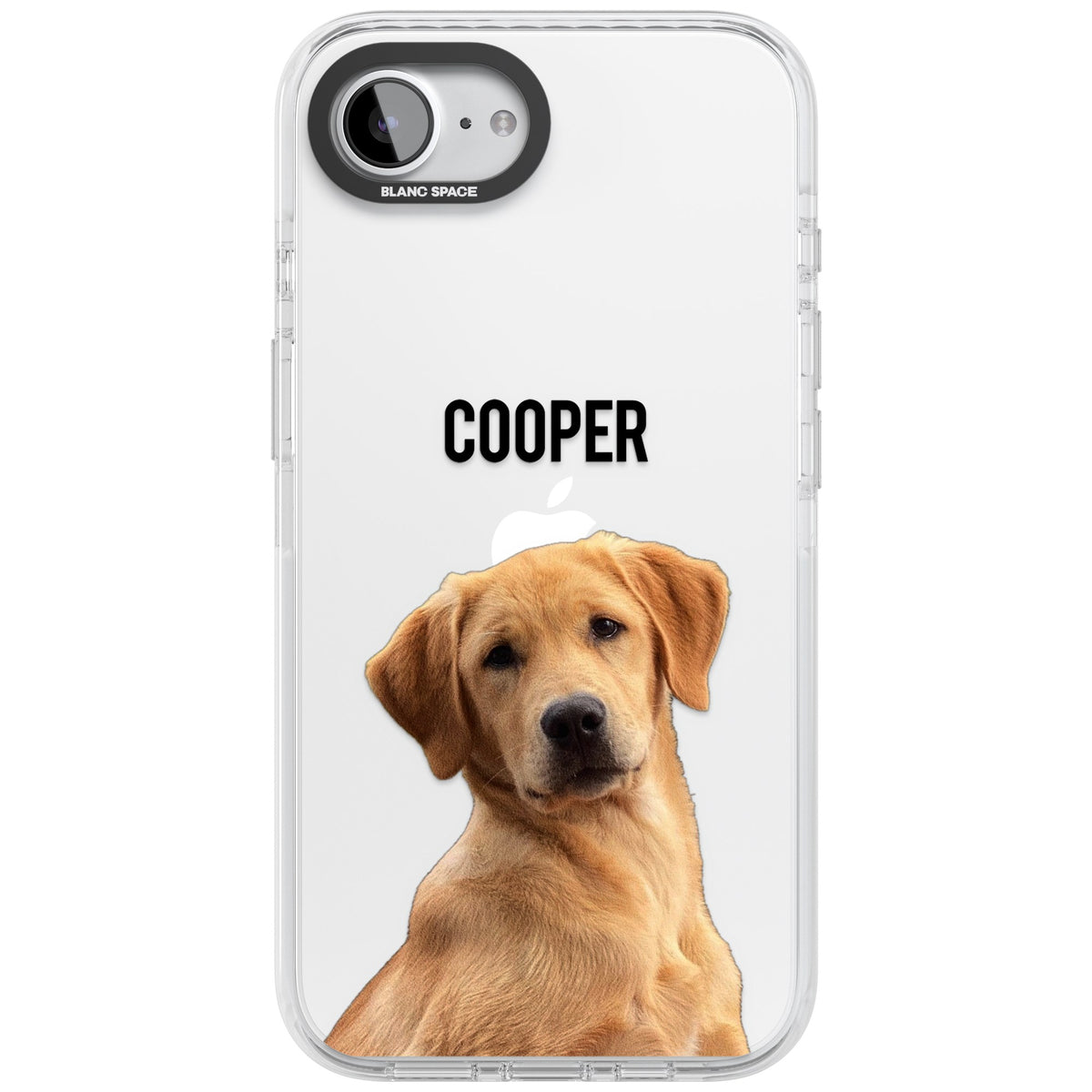 Personalised Pet Cutout & Name iPhone 16e / iPhone 17e Impact Clear Phone Case front