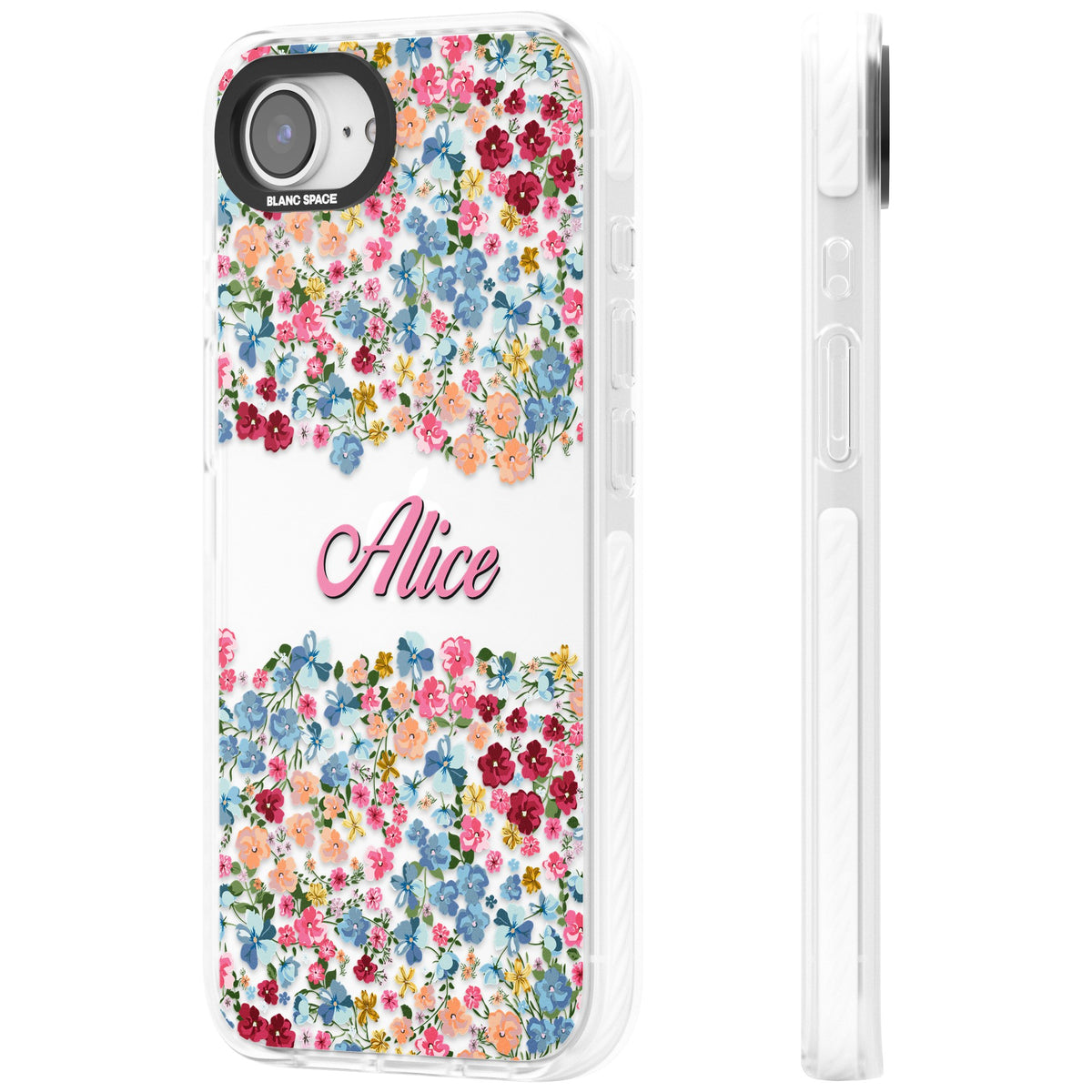Personalised Venetian Meadow iPhone 16e / iPhone 17e Impact Clear Phone Case side