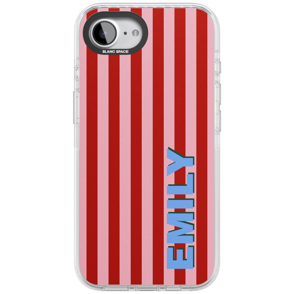 Personalised Market Stripe iPhone 16e / iPhone 17e Impact Clear Phone Case front