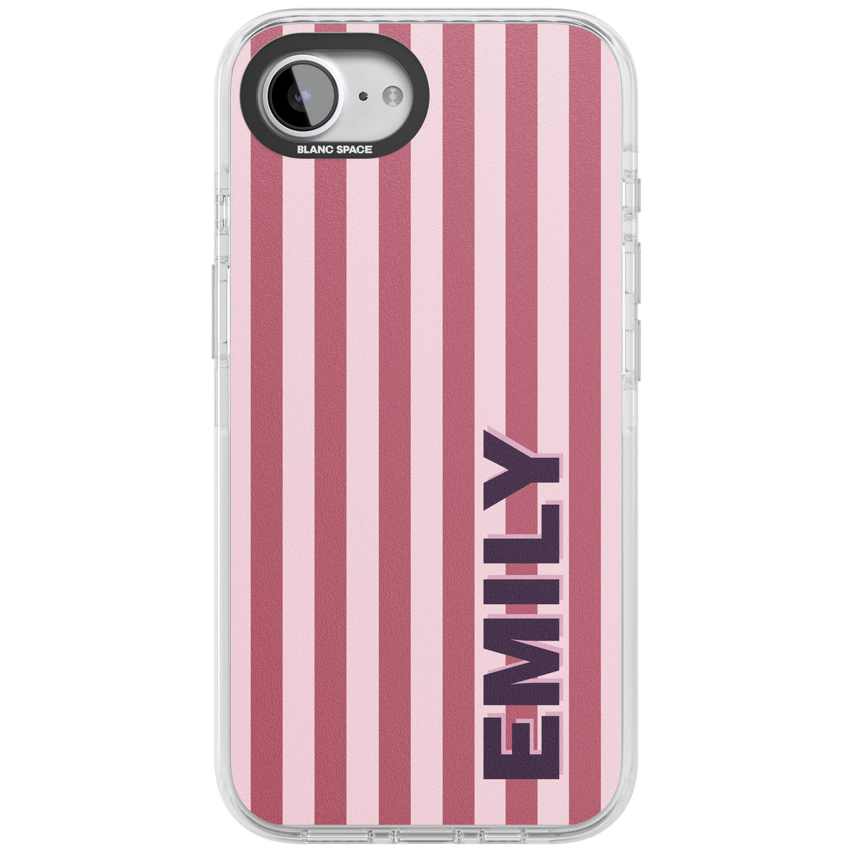 Personalised Victoria Stripe iPhone 16e / iPhone 17e Impact Clear Phone Case front