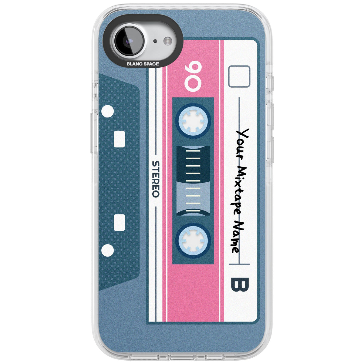 Personalised Retro Cassette Mixtape iPhone 16e / iPhone 17e Impact Clear Phone Case front