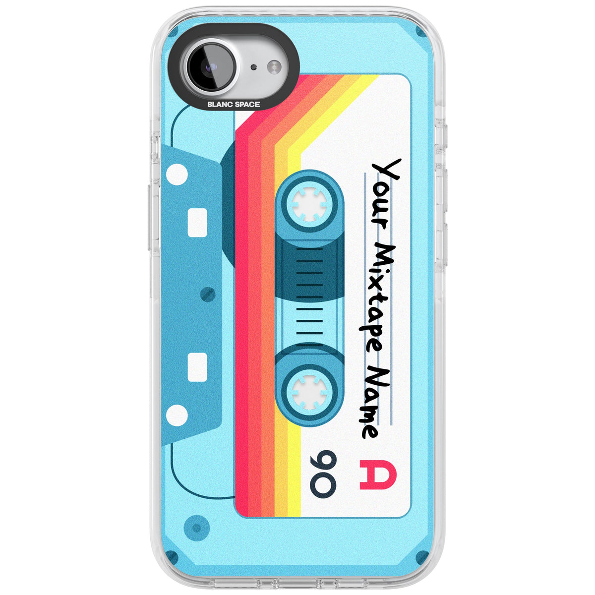 Personalised Retro Mixtape Sporty iPhone 16e / iPhone 17e Impact Clear Phone Case front