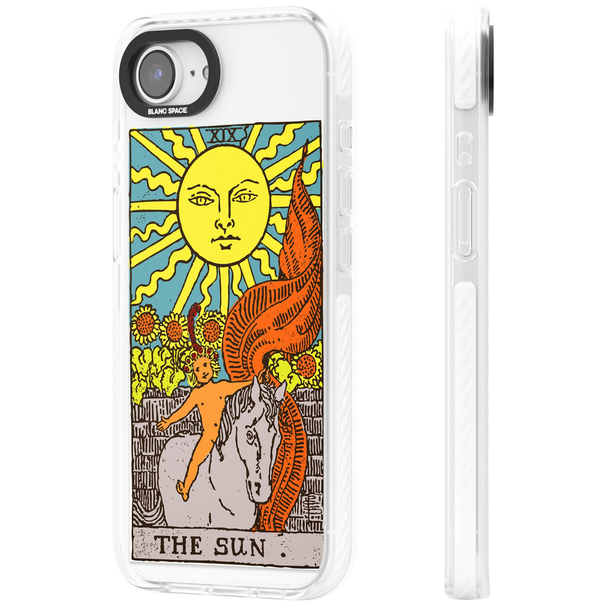Personalised The Sun Tarot Card (Color) iPhone 16e / iPhone 17e Impact Clear Phone Case side