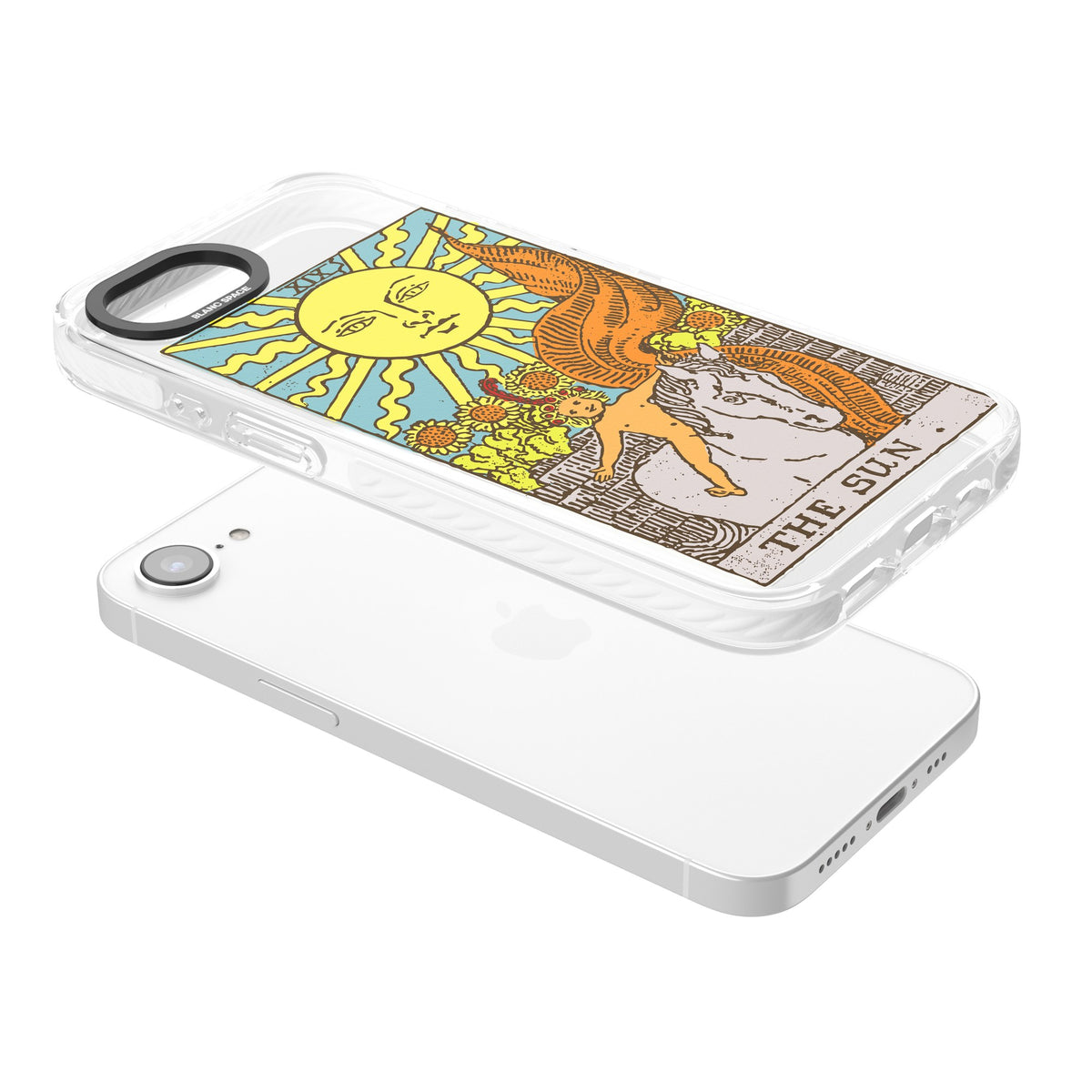 Personalised The Sun Tarot Card (Color) iPhone 16e / iPhone 17e Impact Clear Phone Case angled