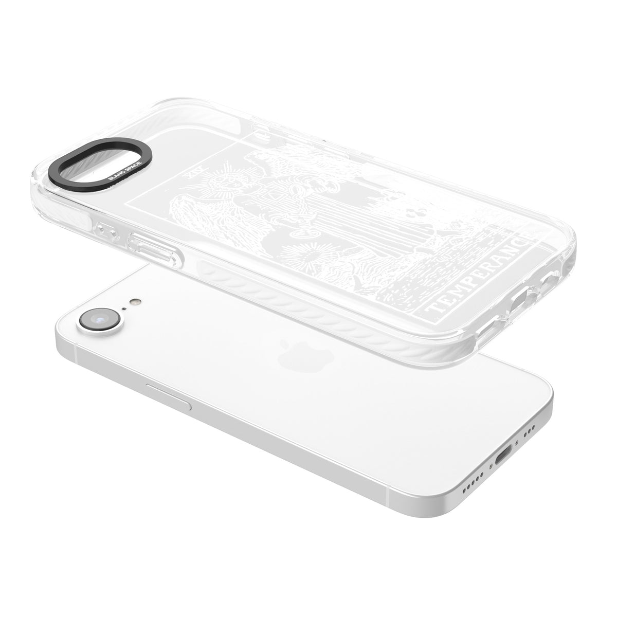 Personalised Temperance Tarot Card (White) iPhone 16e / iPhone 17e Impact Clear Phone Case angled