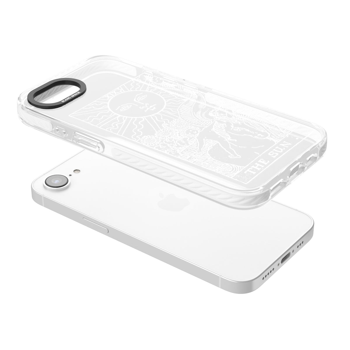 Personalised The Sun Tarot Card (White) iPhone 16e / iPhone 17e Impact Clear Phone Case angled