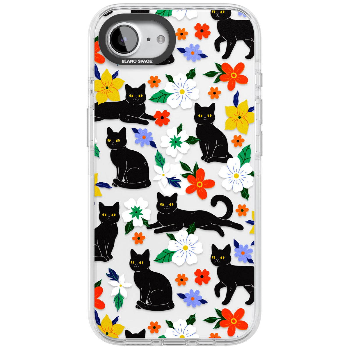 Cat Flowers iPhone 16e / iPhone 17e Impact Clear Phone Case front