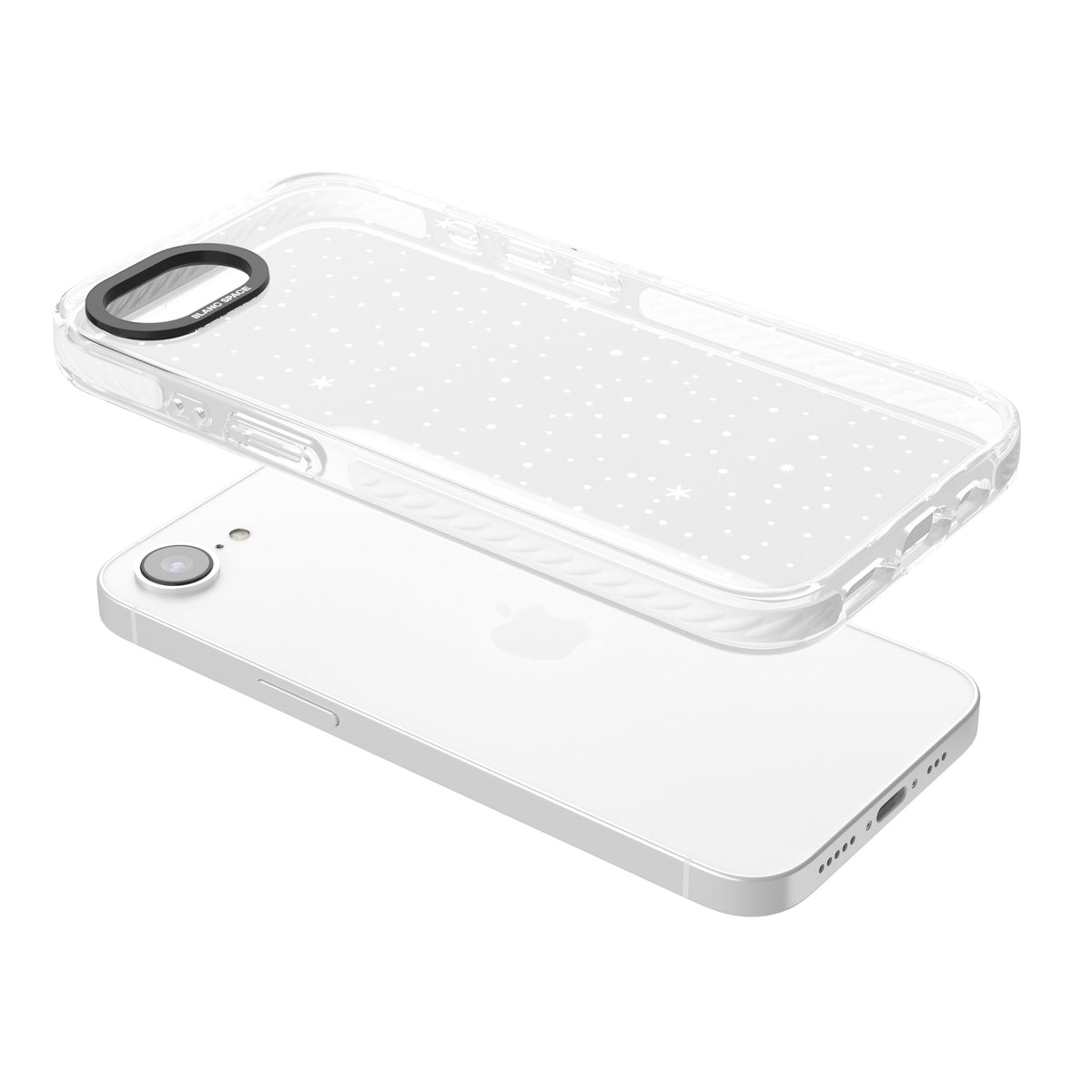 Celestial Starry Sky (White) iPhone 16e / iPhone 17e Impact Clear Phone Case angled