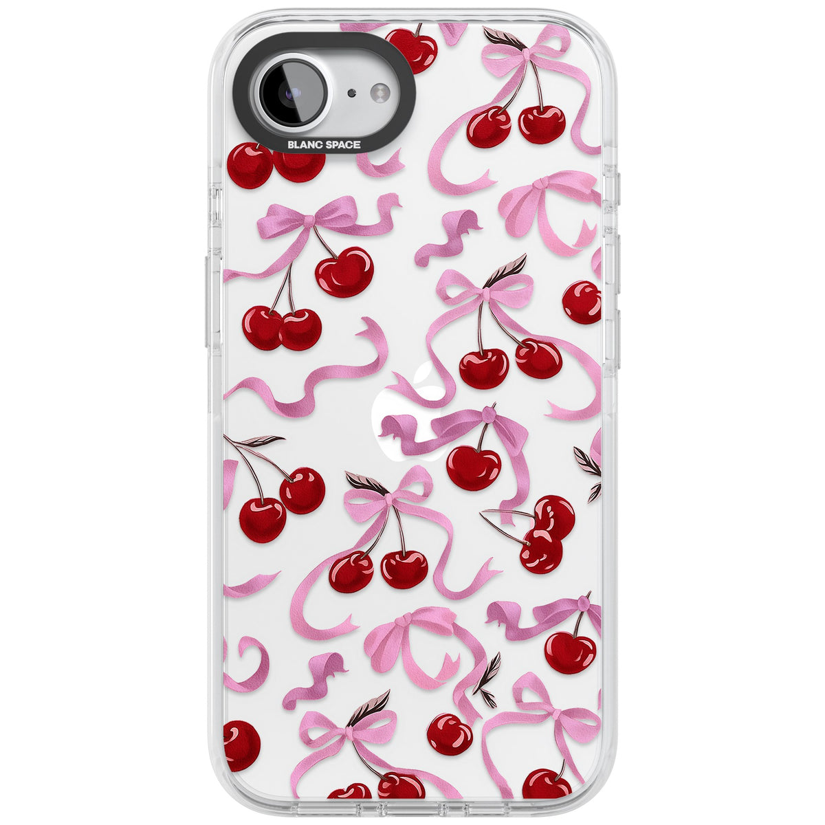 Pink Bow & Cherries iPhone 16e / iPhone 17e Impact Clear Phone Case front