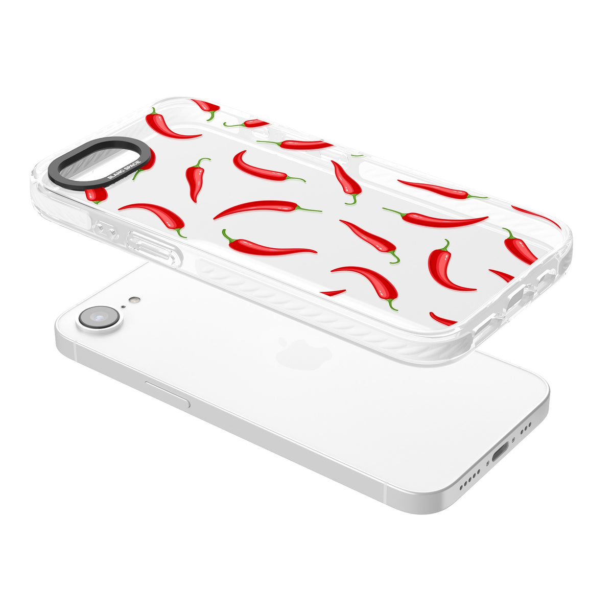 Chilli Heat iPhone 16e / iPhone 17e Impact Clear Phone Case angled