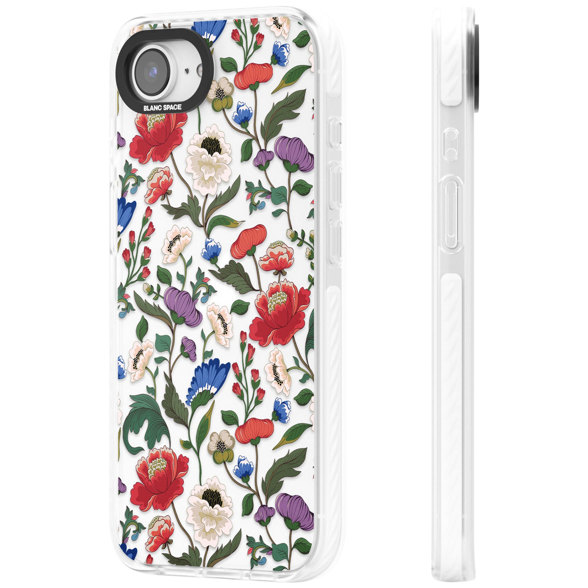 Chinoiserie Bloom iPhone 16e / iPhone 17e Impact Clear Phone Case side