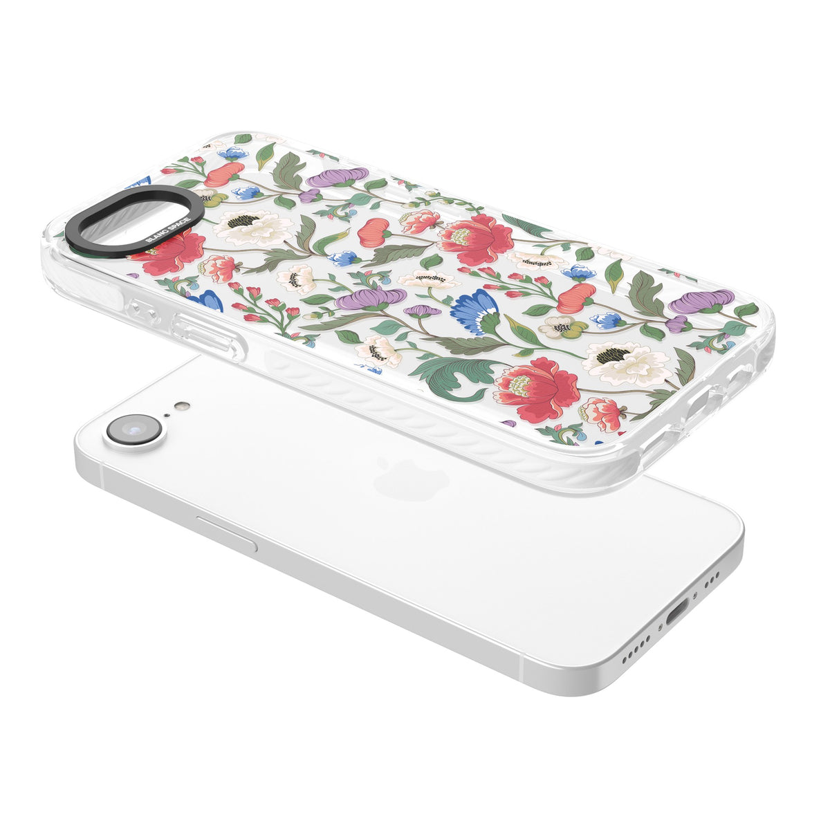 Chinoiserie Bloom iPhone 16e / iPhone 17e Impact Clear Phone Case angled