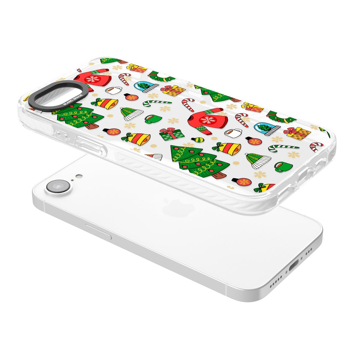 Holiday Medley iPhone 16e / iPhone 17e Impact Clear Phone Case angled