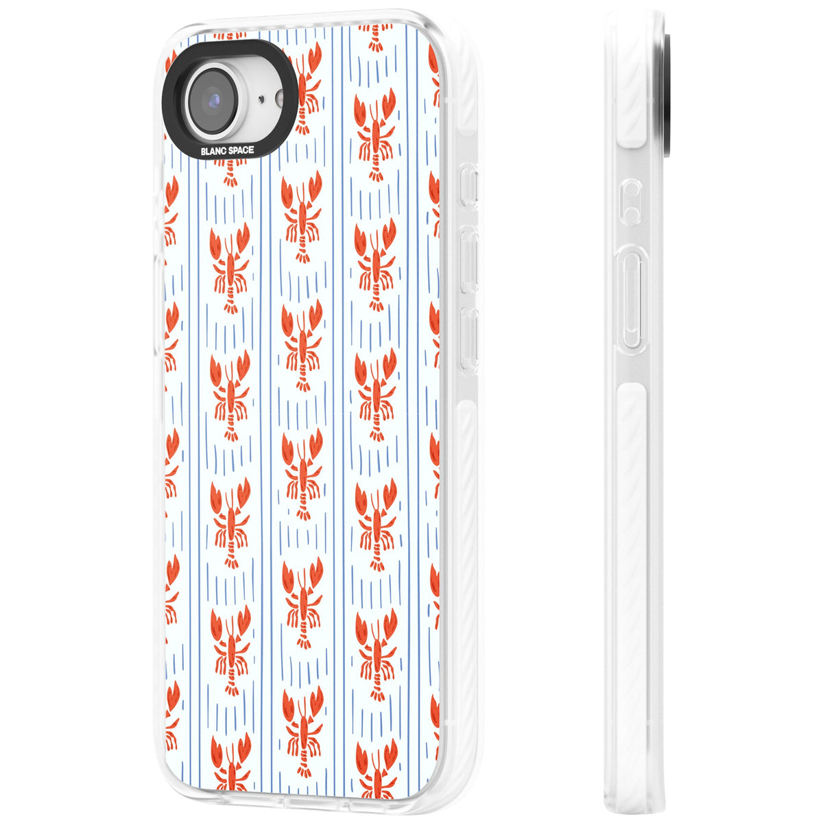 Lobster Stripes iPhone 16e / iPhone 17e Impact Clear Phone Case side
