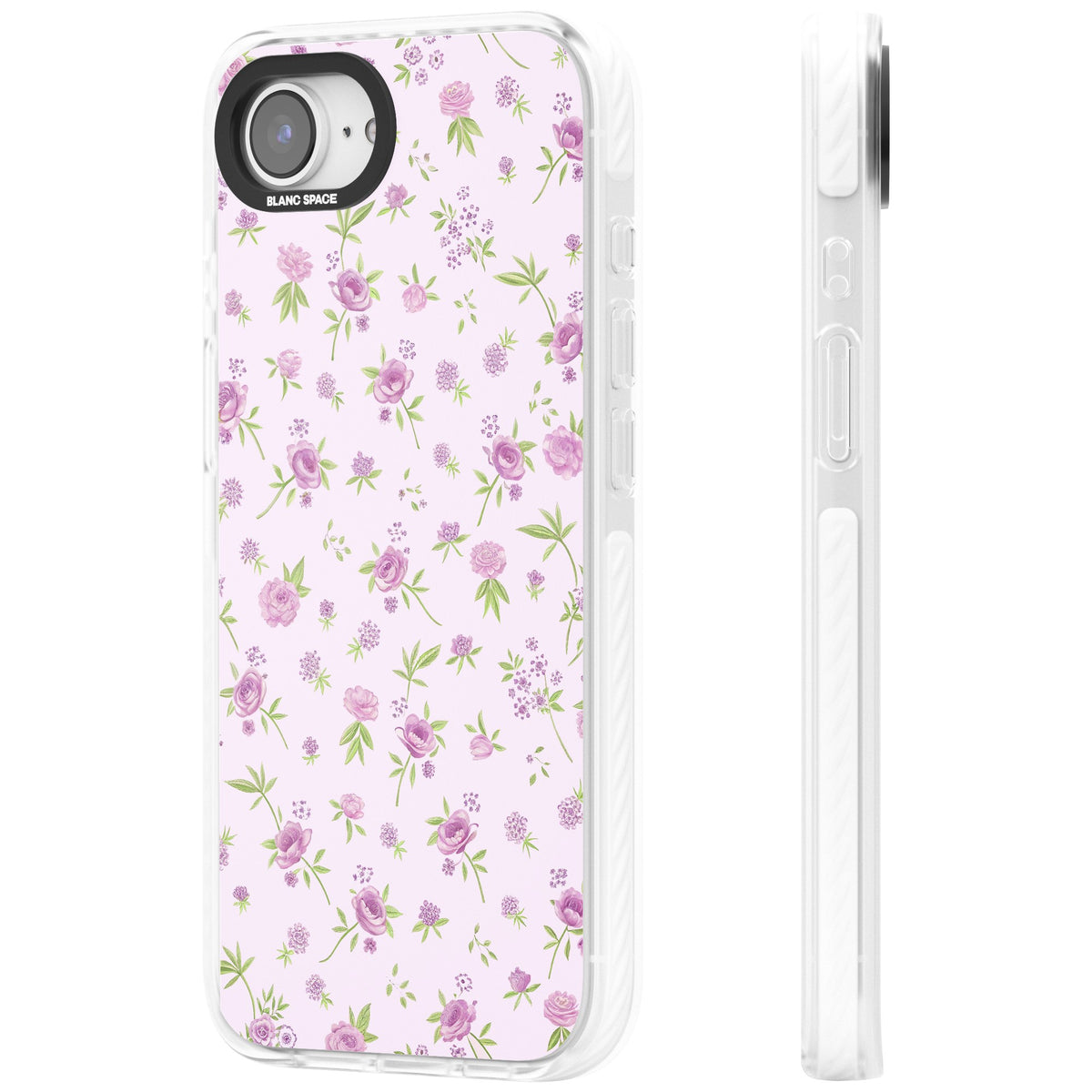 Pink Peonies iPhone 16e / iPhone 17e Impact Clear Phone Case side