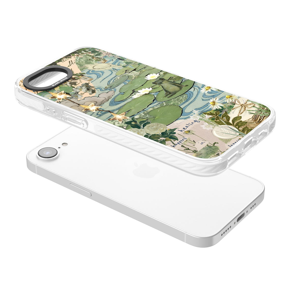 Lily Pad River iPhone 16e / iPhone 17e Impact Clear Phone Case angled