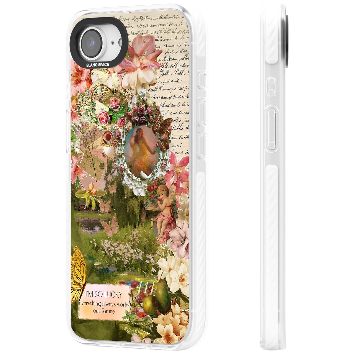 Nature in Pink iPhone 16e / iPhone 17e Impact Clear Phone Case side