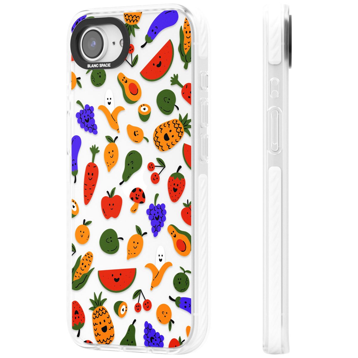 Playful Fruit Kawaii iPhone 16e / iPhone 17e Impact Clear Phone Case side