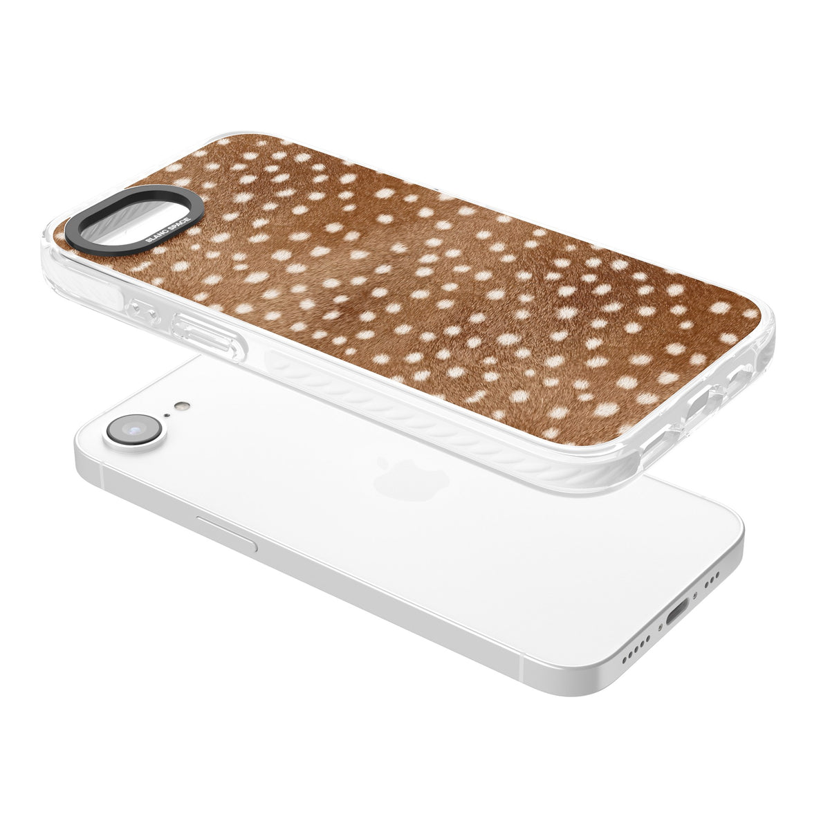 Deer Print iPhone 16e / iPhone 17e Impact Clear Phone Case angled