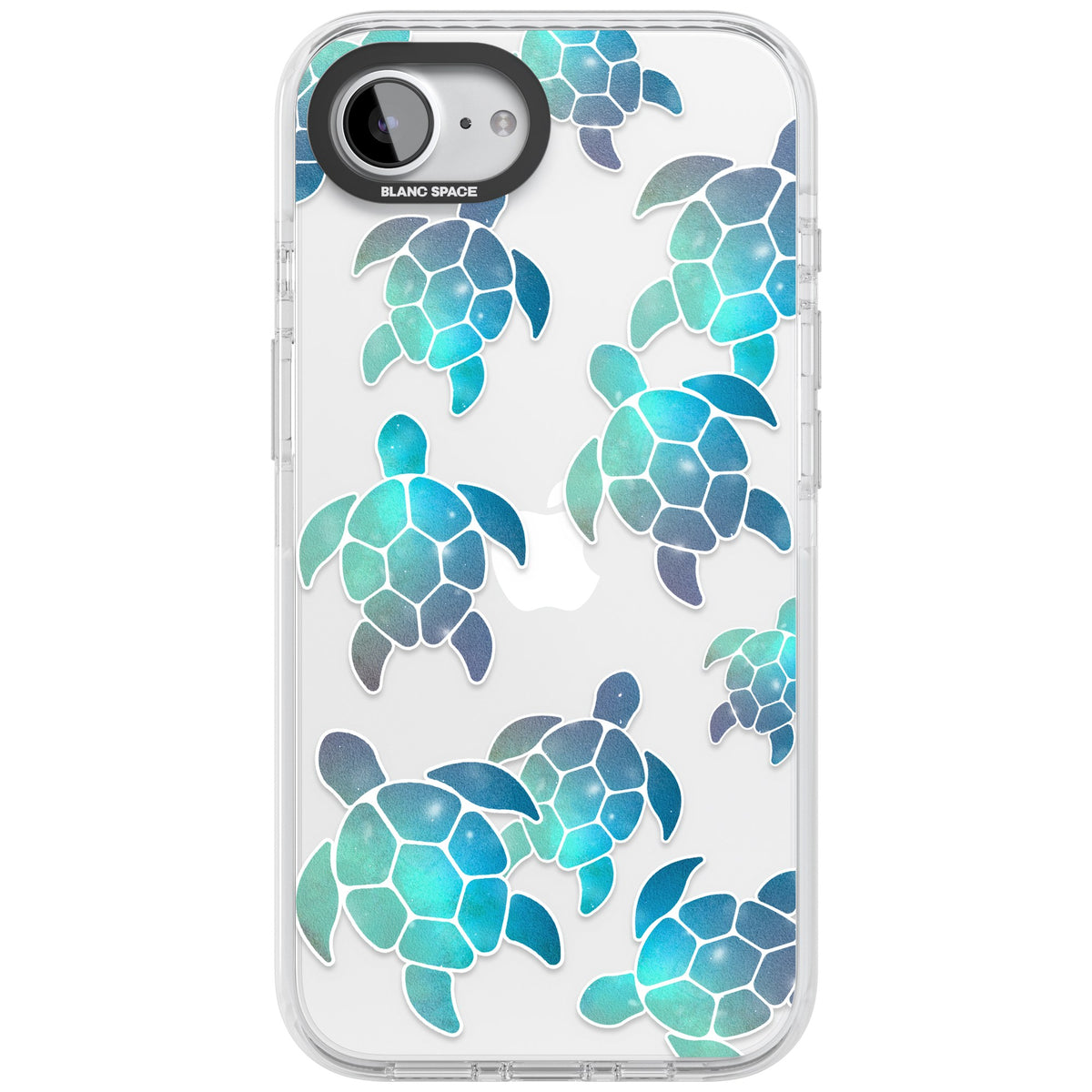 Aqua Space Turtles iPhone 16e / iPhone 17e Impact Clear Phone Case front