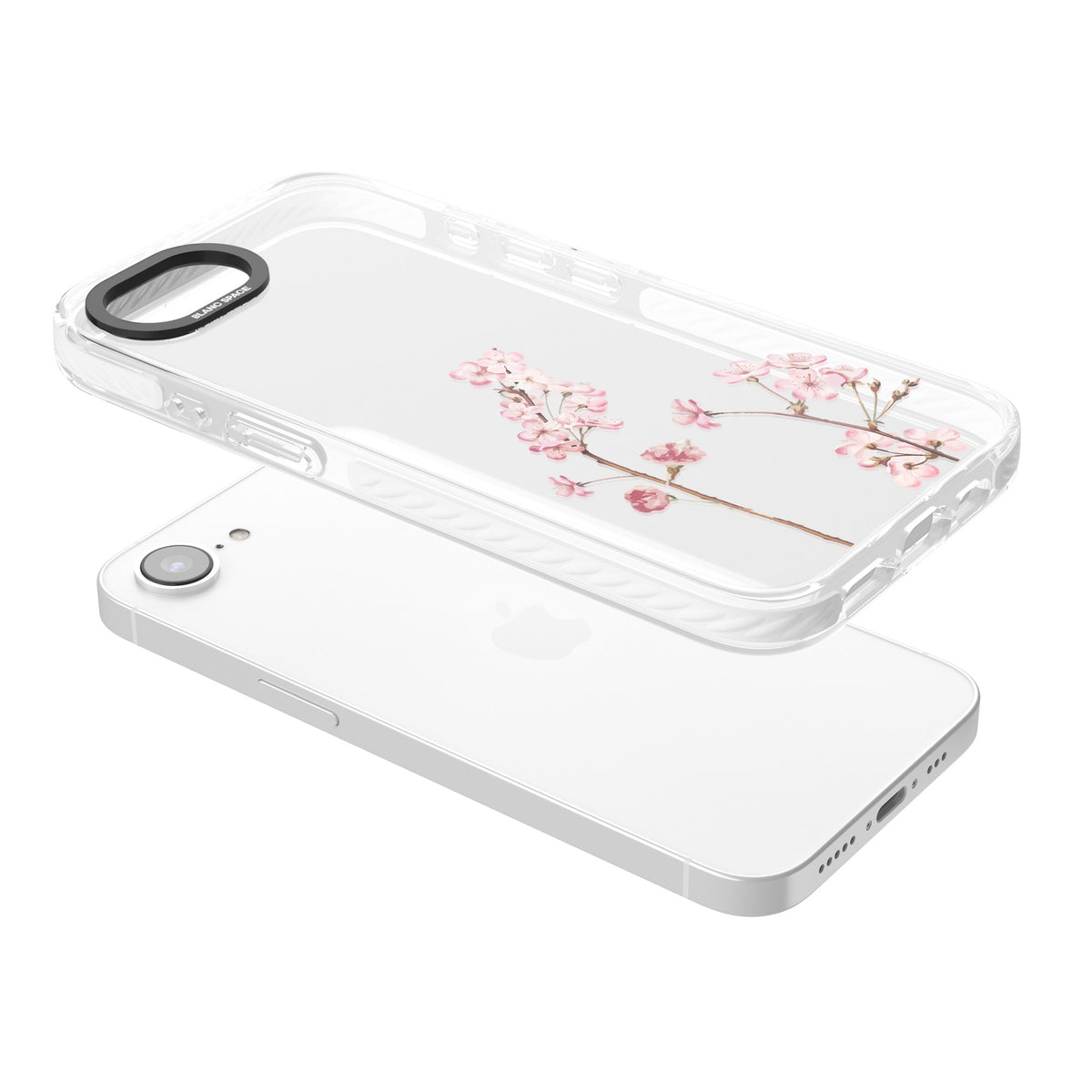 Blossom Flower iPhone 16e / iPhone 17e Impact Clear Phone Case angled