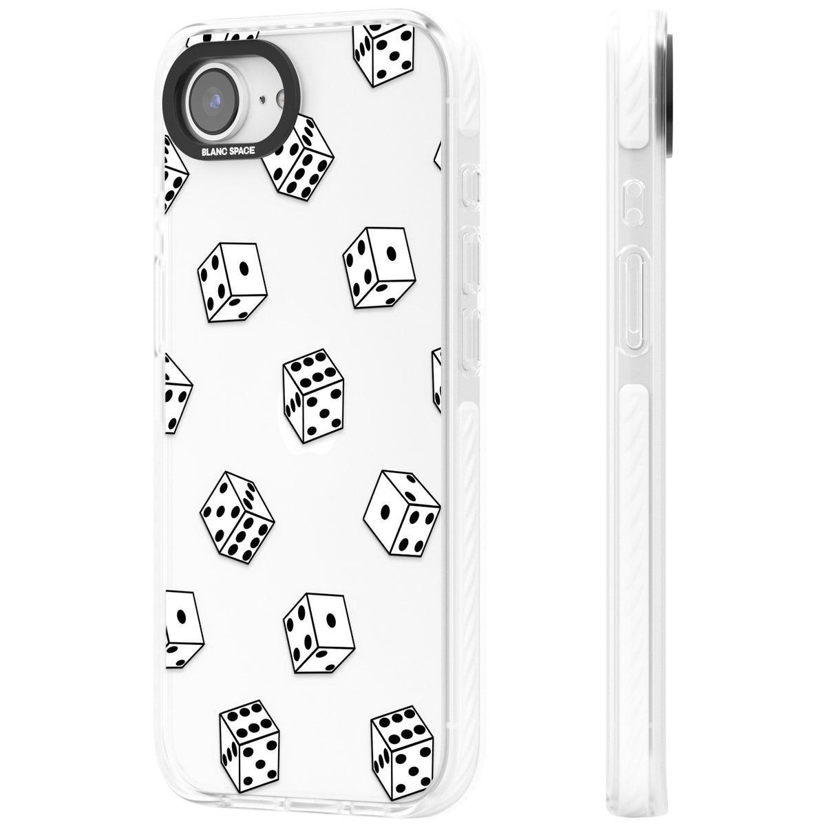 Clear Dice Pattern iPhone 16e / iPhone 17e Impact Clear Phone Case side