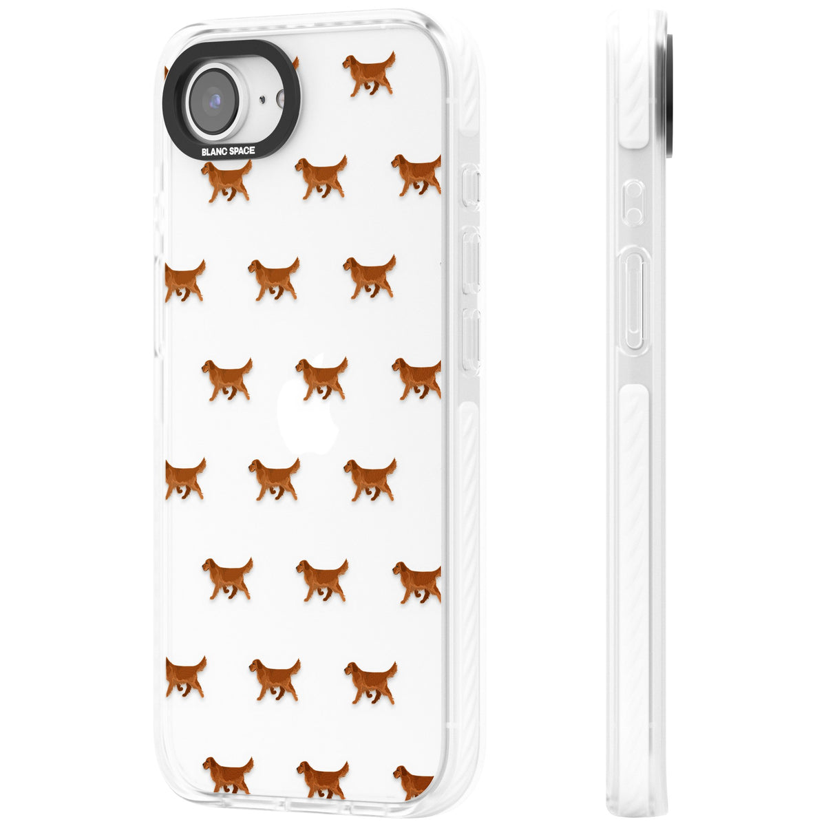 Golden Retriever Dog Pattern Clear iPhone 16e / iPhone 17e Impact Clear Phone Case side