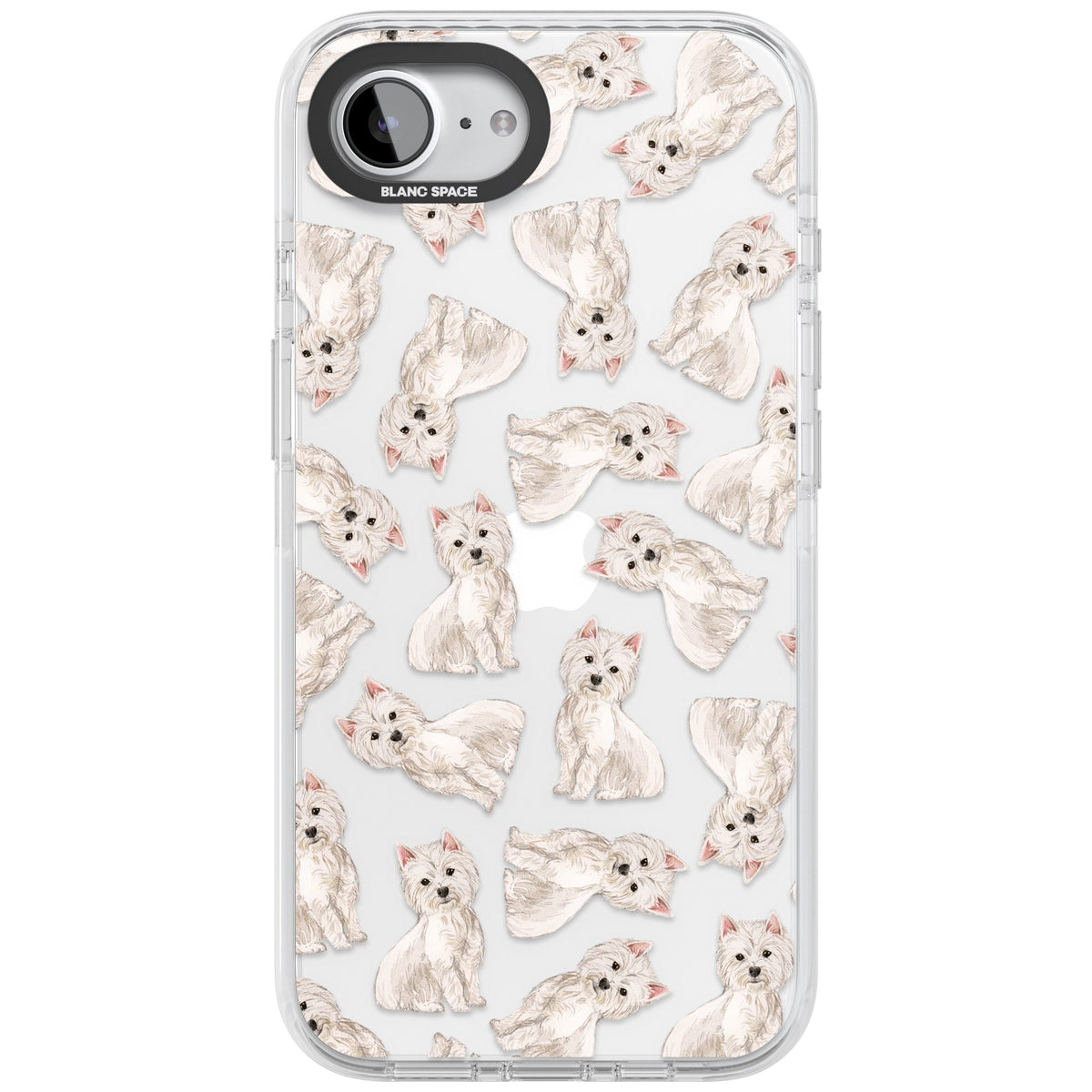 Westie Dog Pattern iPhone 16e / iPhone 17e Impact Clear Phone Case front