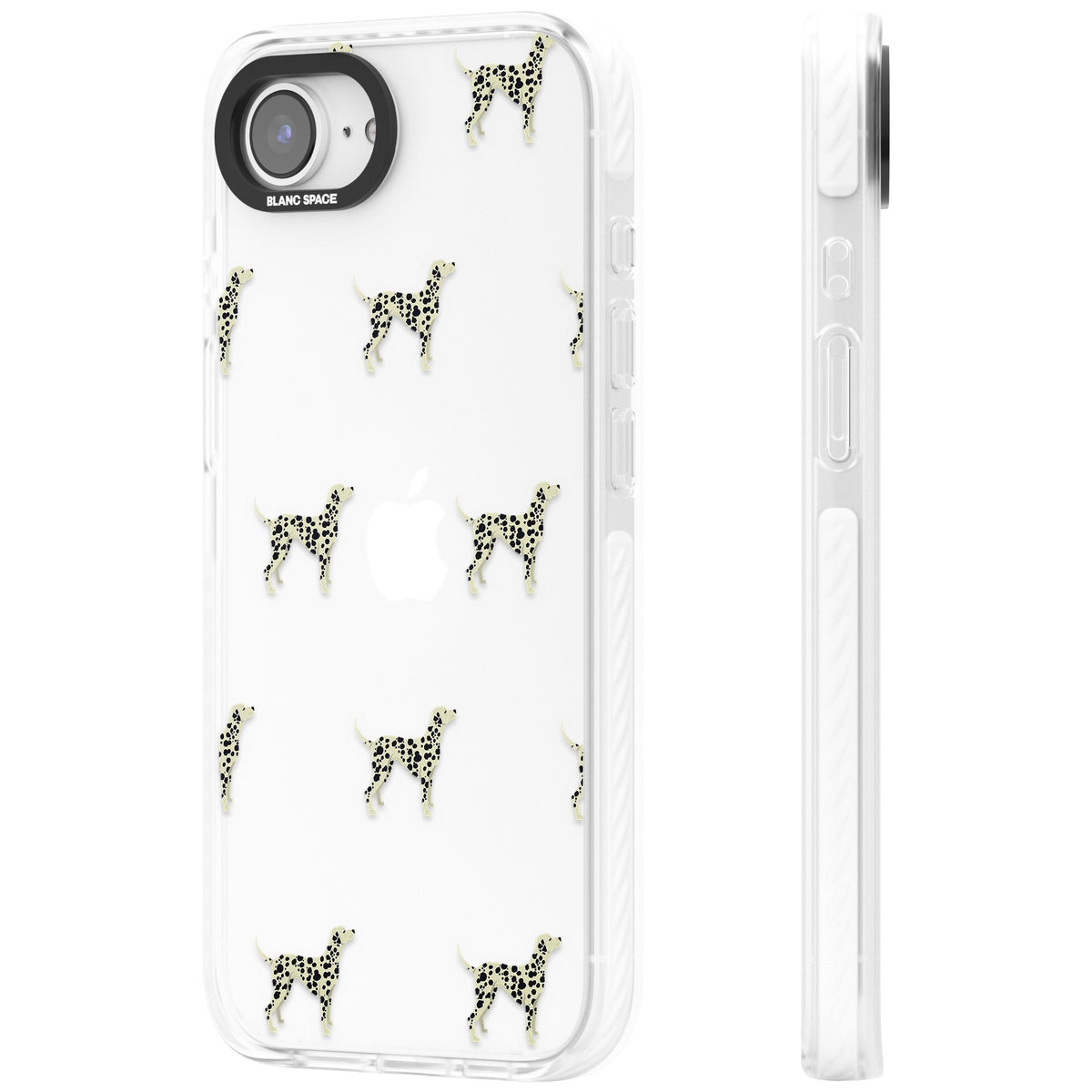 Dalmatian Dog Pattern iPhone 16e / iPhone 17e Impact Clear Phone Case side