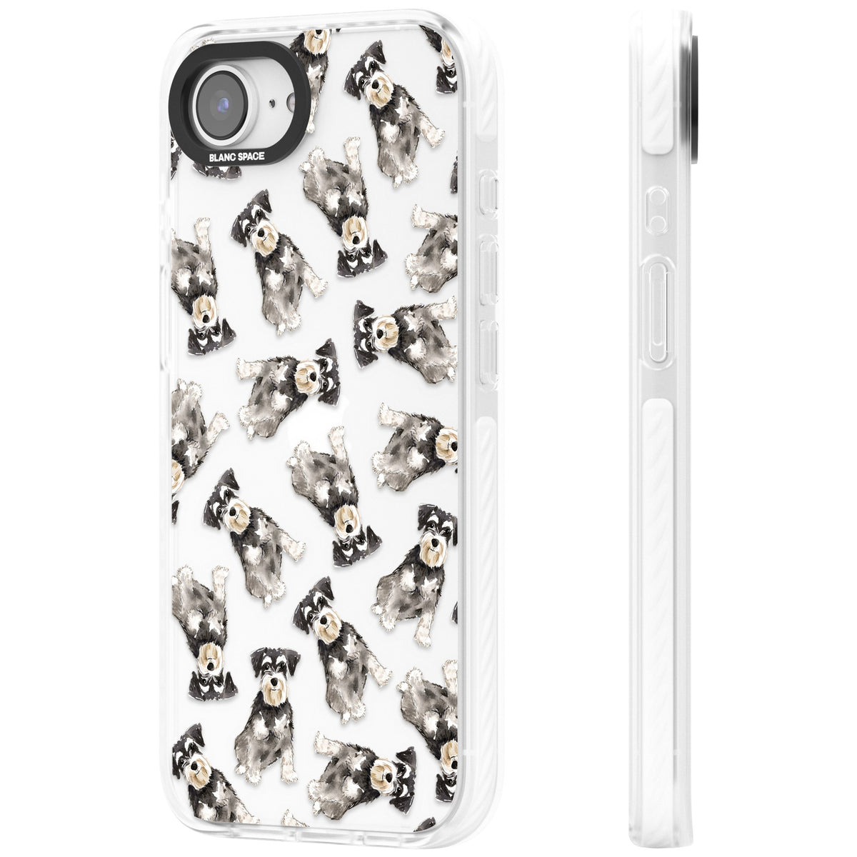 Miniature Schnauzer Watercolor iPhone 16e / iPhone 17e Impact Clear Phone Case side