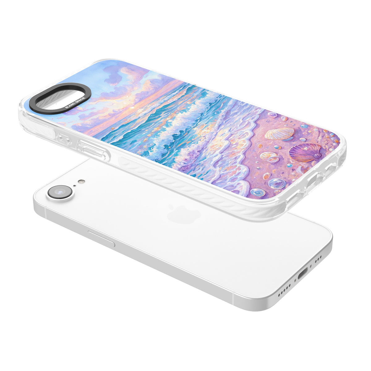 Pearl Shore iPhone 16e / iPhone 17e Impact Clear Phone Case angled