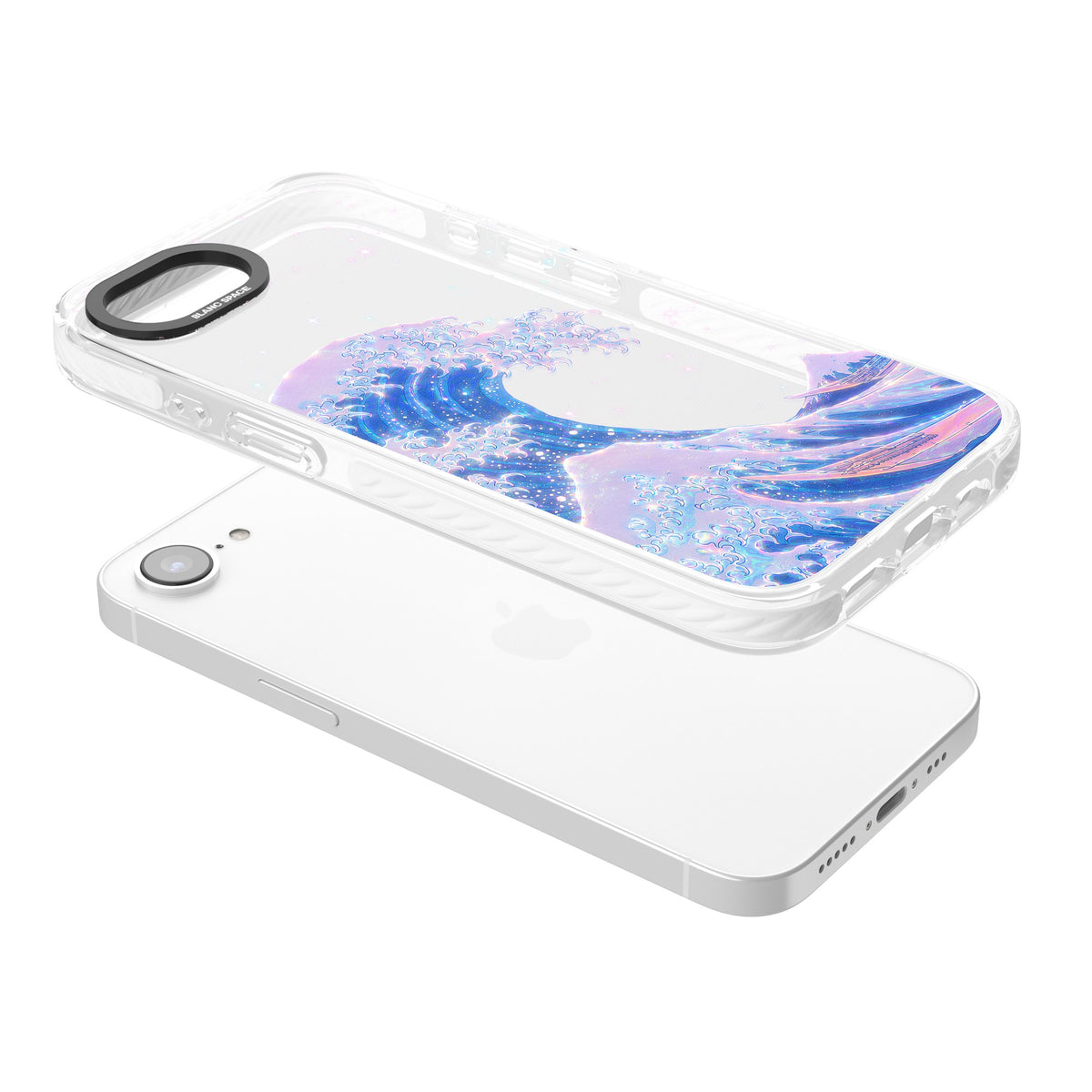 The Great Wave In Opal iPhone 16e / iPhone 17e Impact Clear Phone Case angled