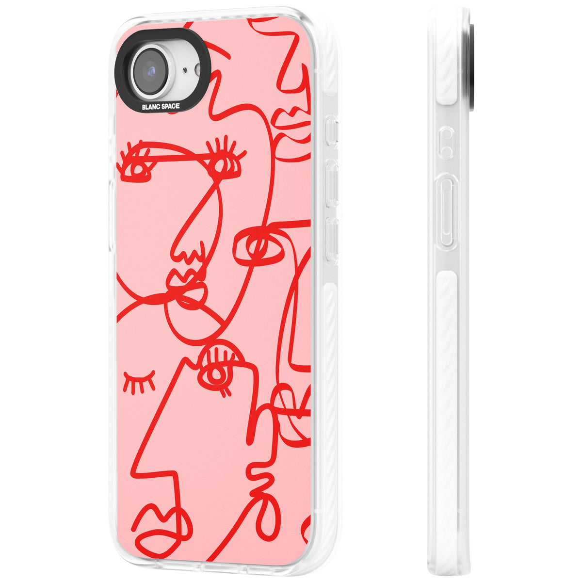 Red Line Art iPhone 16e / iPhone 17e Impact Clear Phone Case side