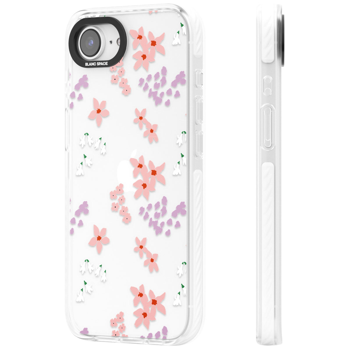 Rose & Violet Flower Mix iPhone 16e / iPhone 17e Impact Clear Phone Case side