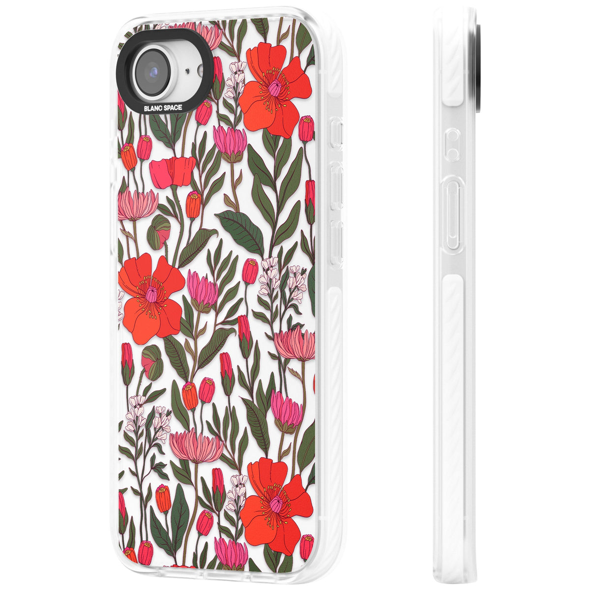 Peachy Floral iPhone 16e / iPhone 17e Impact Clear Phone Case side