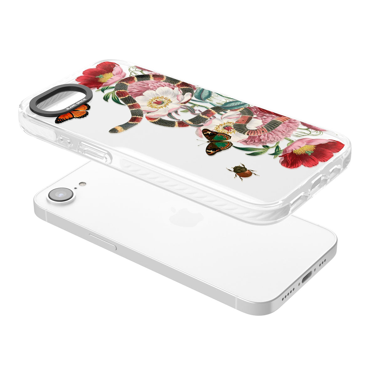 Floral Snake iPhone 16e / iPhone 17e Impact Clear Phone Case angled