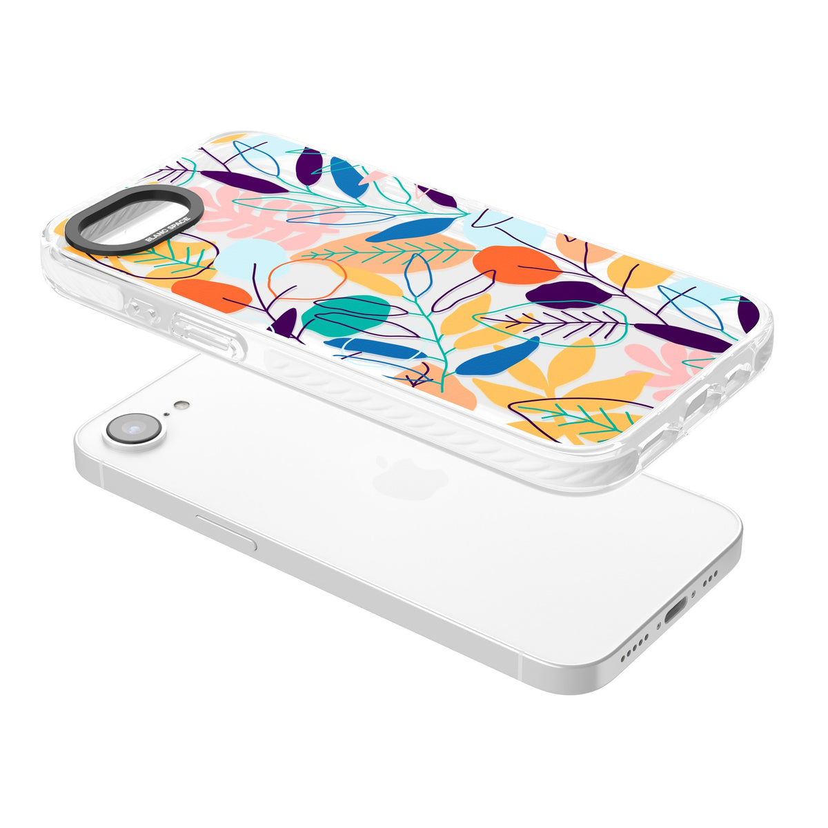 Flora Lines iPhone 16e / iPhone 17e Impact Clear Phone Case angled