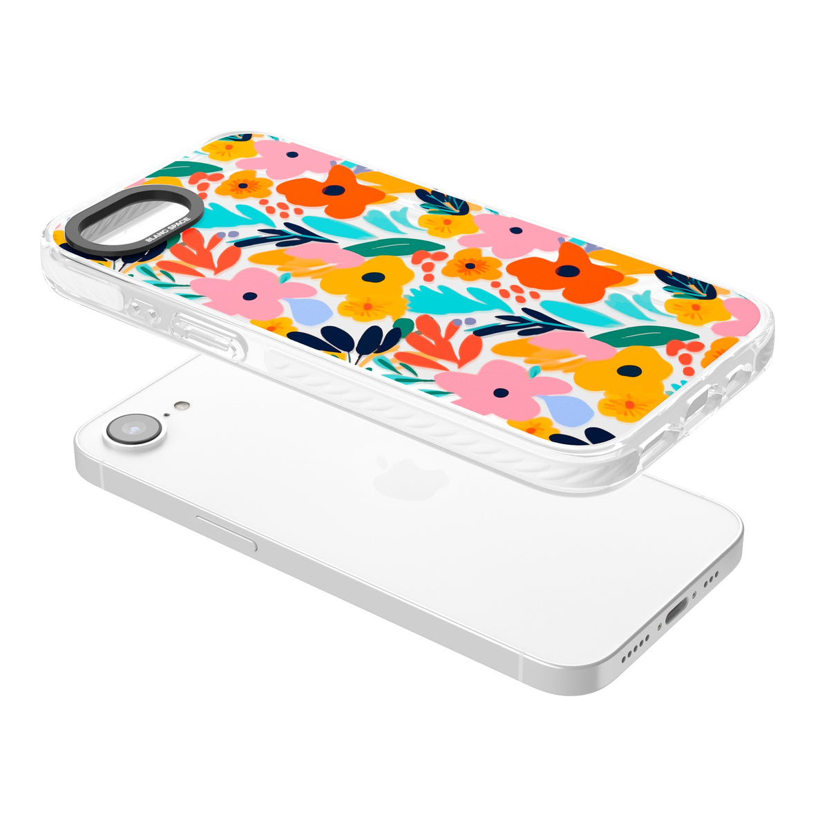 Floral Fiesta iPhone 16e / iPhone 17e Impact Clear Phone Case angled