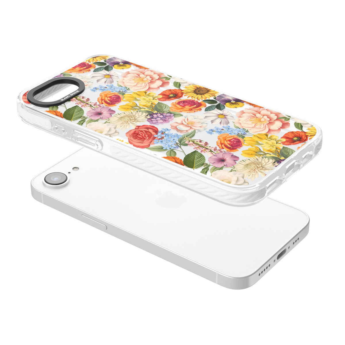 Bloom Basket iPhone 16e / iPhone 17e Impact Clear Phone Case angled