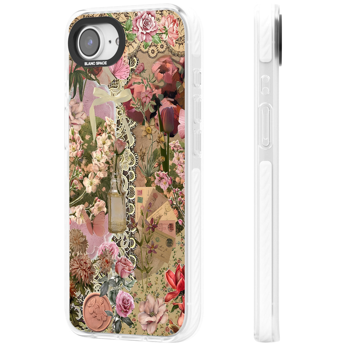 Rose Memoir iPhone 16e / iPhone 17e Impact Clear Phone Case side