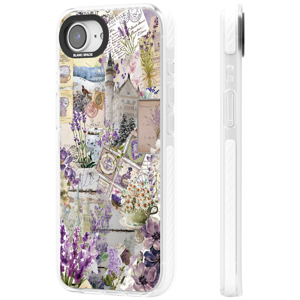 Soft Lavender Collage iPhone 16e / iPhone 17e Impact Clear Phone Case side