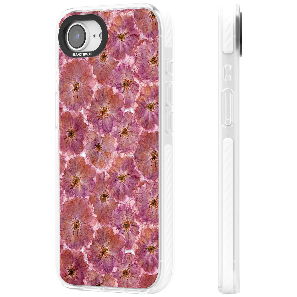 Large Pink Florals iPhone 16e / iPhone 17e Impact Clear Phone Case side
