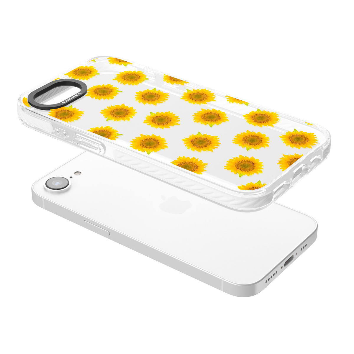 Sunflower Flourish iPhone 16e / iPhone 17e Impact Clear Phone Case angled