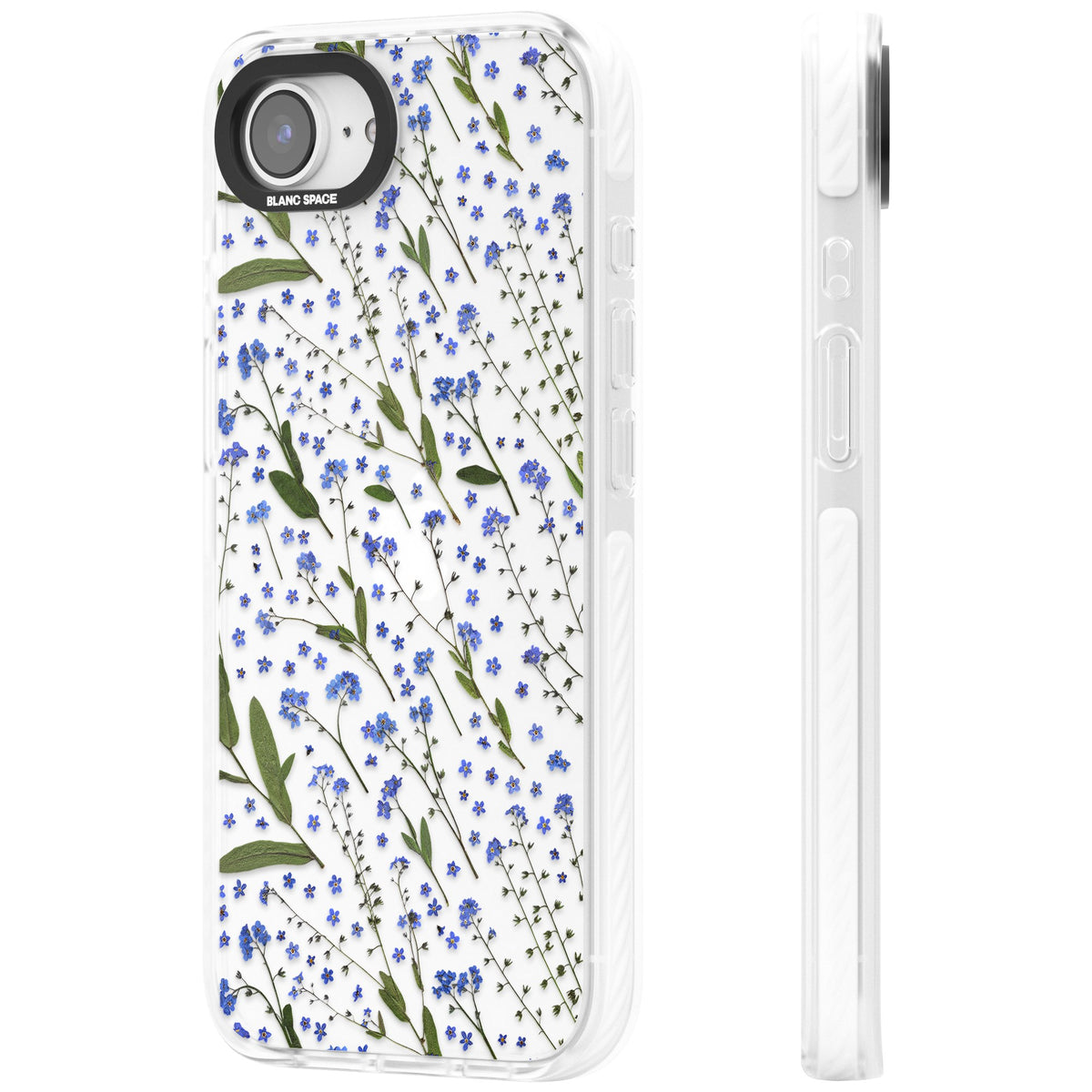 Blue Meadow iPhone 16e / iPhone 17e Impact Clear Phone Case side