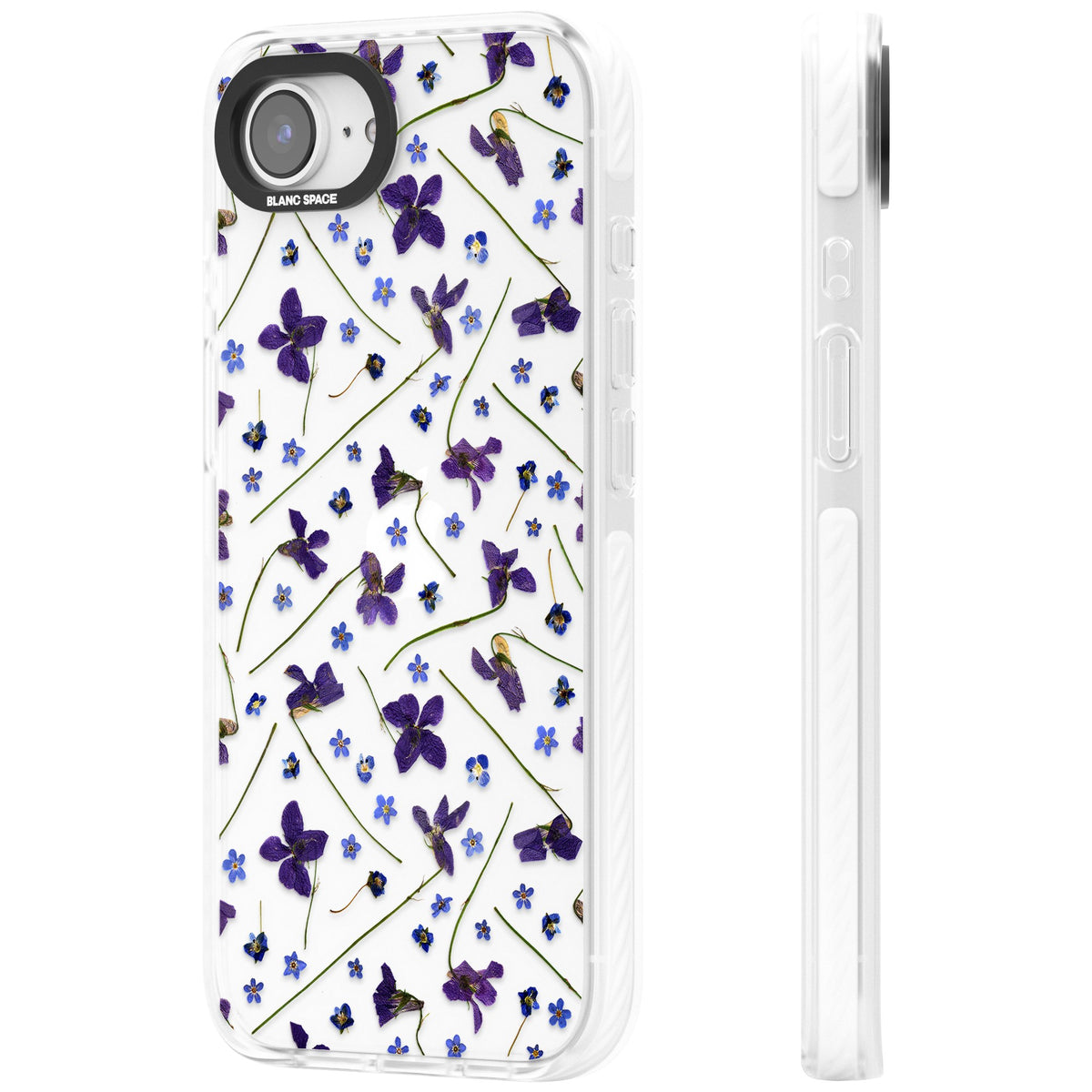 Pressed Violets iPhone 16e / iPhone 17e Impact Clear Phone Case side