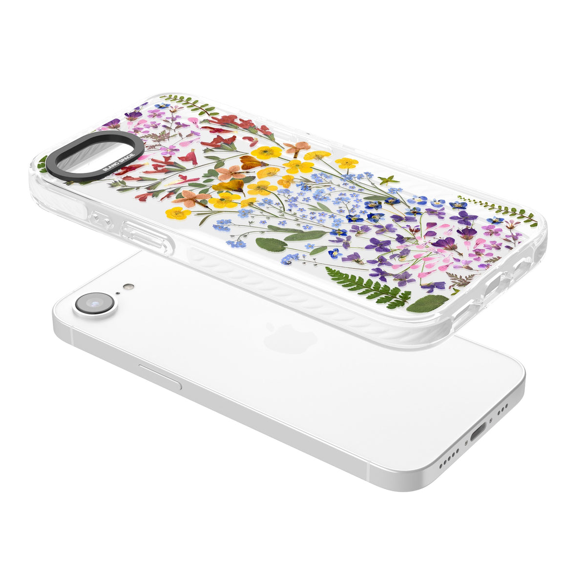 Wildflower Stripe iPhone 16e / iPhone 17e Impact Clear Phone Case angled