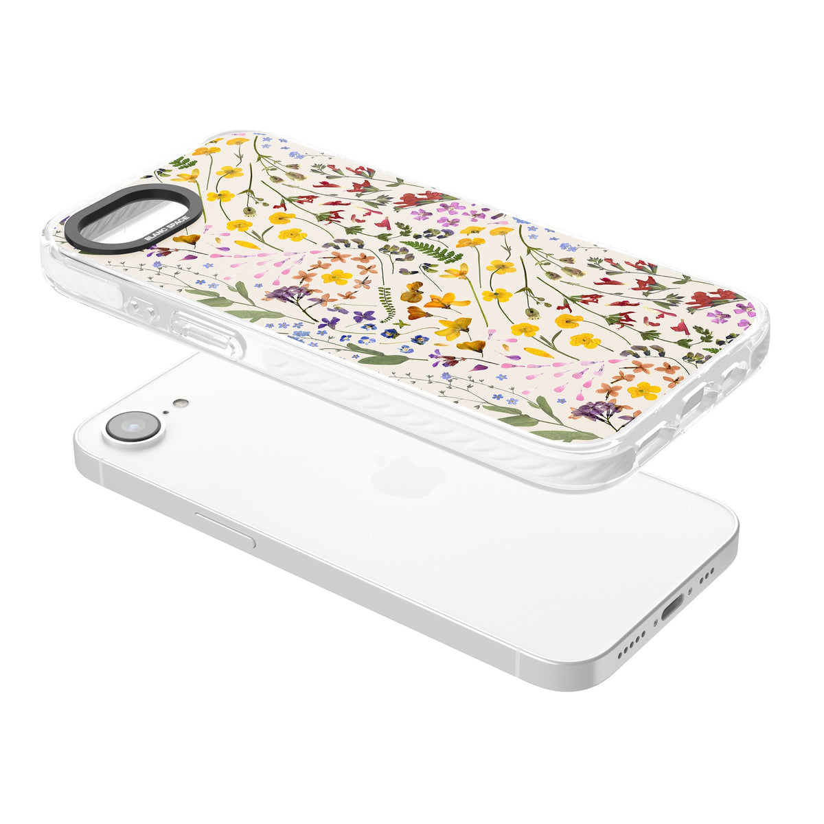 Wildflower Cream iPhone 16e / iPhone 17e Impact Clear Phone Case angled