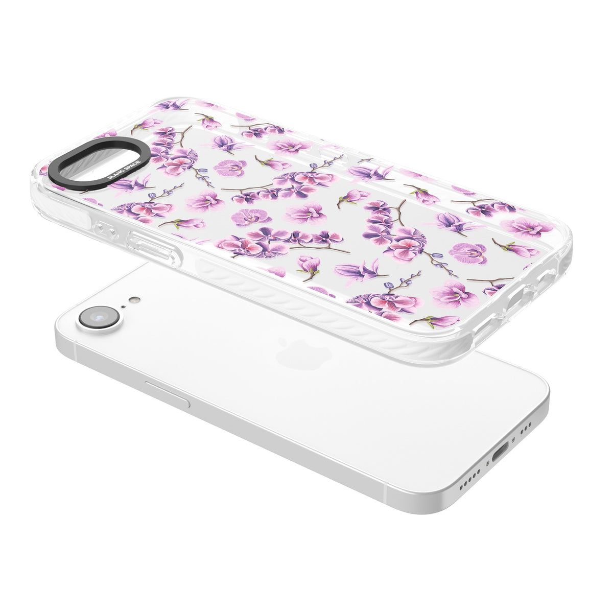 Soft Bloom iPhone 16e / iPhone 17e Impact Clear Phone Case angled
