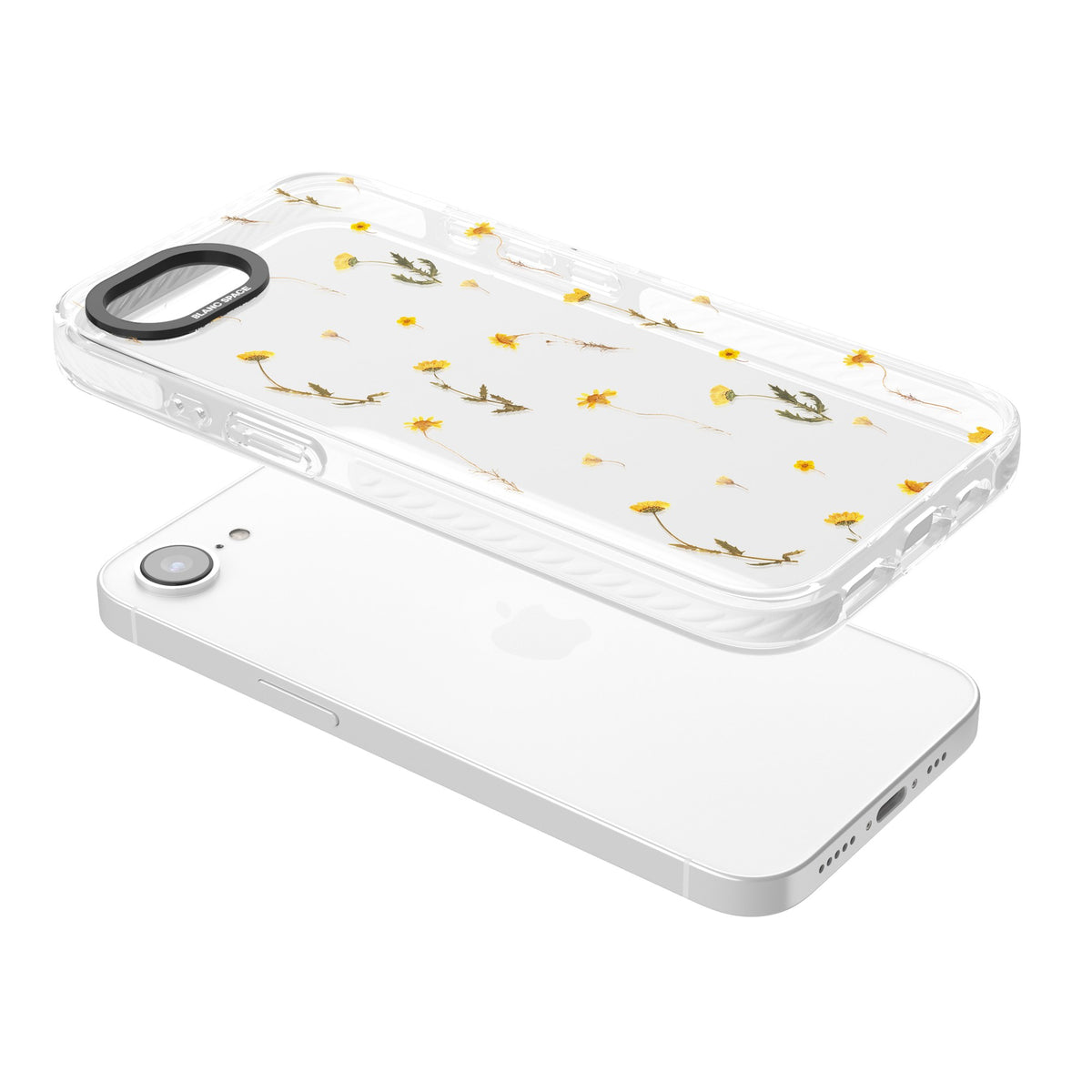 Yellow Wildflower iPhone 16e / iPhone 17e Impact Clear Phone Case angled